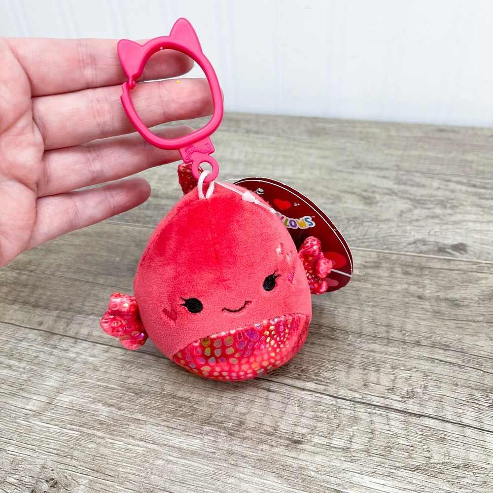 Squishmallows Barella the Red Fish Valentine Clip On Plush 3.5 Inch NWT